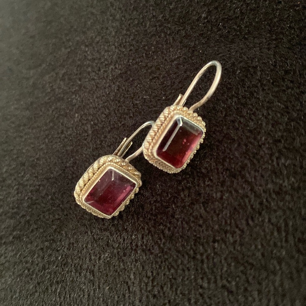 Sterling silver and garnet earrings